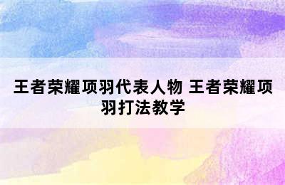 王者荣耀项羽代表人物 王者荣耀项羽打法教学